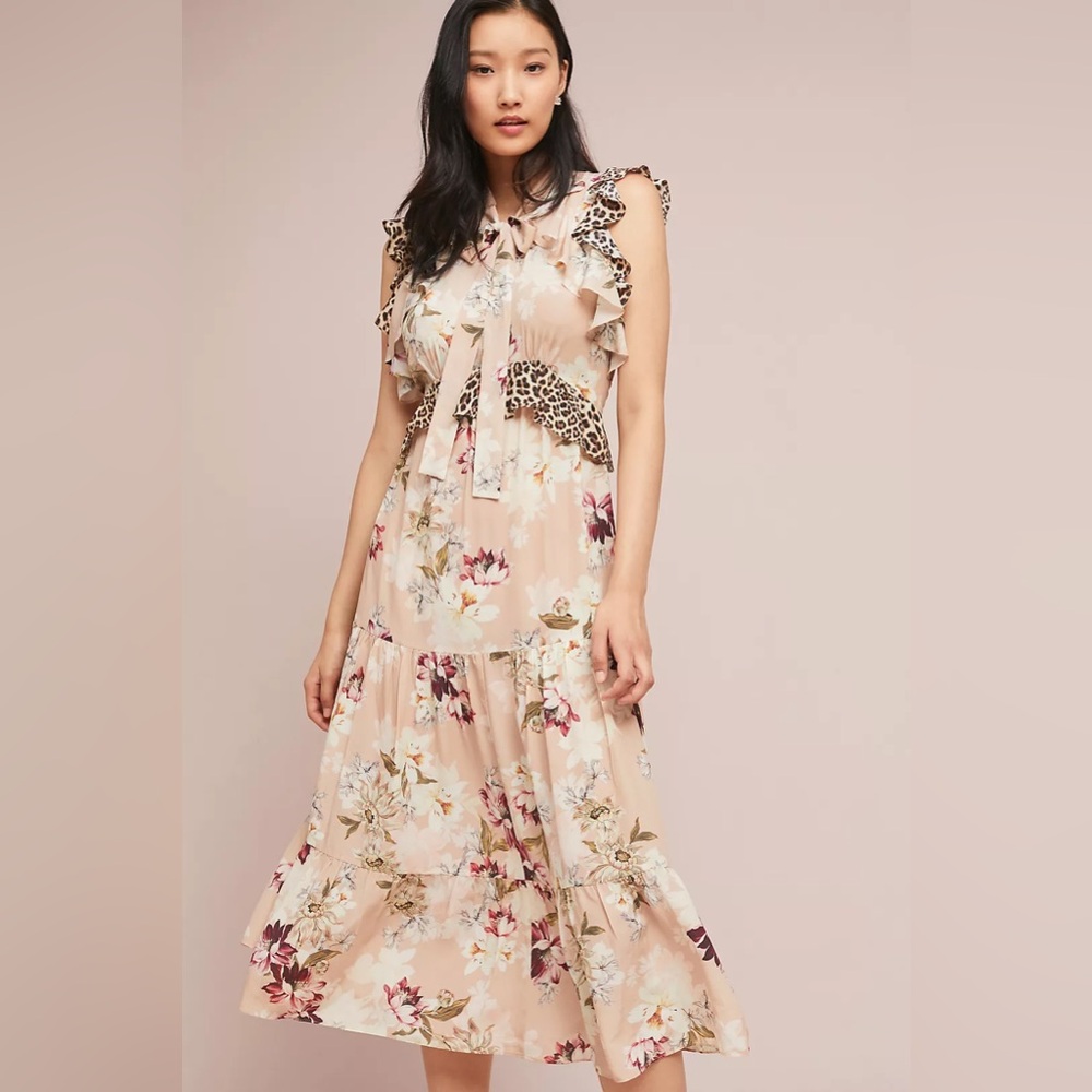 Kashel Anthropologie Sedona Floral Silk Maxi Dress